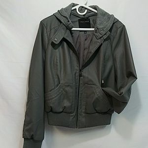 Jacket Grey XL (not leather) with sweatshirt hood